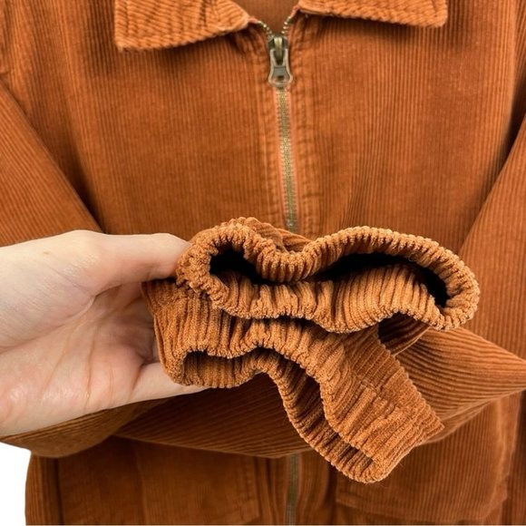 BDG Harrington Corduroy Zip-Up Jacket in Rust Brown Size S - Picture 4 of 7
